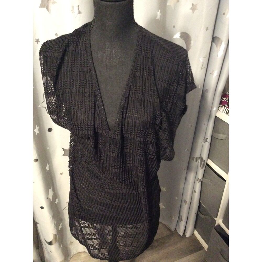 New NWT Swimwear Black Coverup Large L V Neck